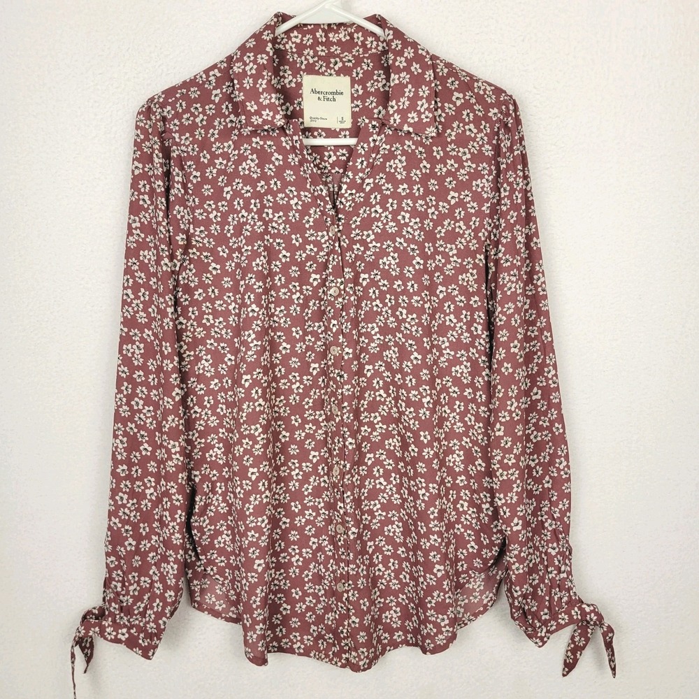 Abercrombie & Fitch Mauve Floral Button-Up Blouse